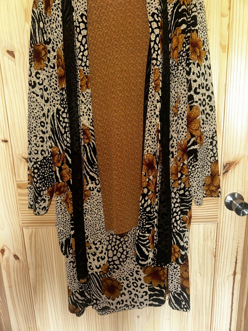 Leopard & Floral 3 piece set - cardigan, top & skirt